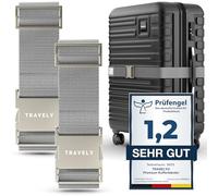 TRAVELY Lot de 2 sangles de valise de qualité supérieure avec boucle en métal - Particulièrement nobles et voyantes - Très robuste - Avec étiquette nominative - Convient pour les bagages à main