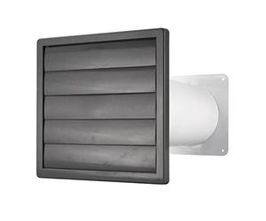 Traversée de mur - Grille à lamelles grise avec clapet anti-retour Ø 100 mm