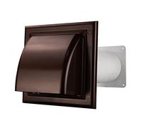 Traversée de mur, hotte aspirante en plastique marron avec clapet anti-retour Ø 125 mm