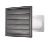 Traversée de mur pour hotte aspirante, caisson mural avec grille à lamelles grise et clapet anti-retour Ø 150 mm