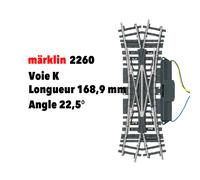 Traversée-jonction double 168,9 mm Voie K - MARKLIN 2260 - HO 1/87