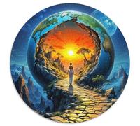 Traverser la Terre 1000 Piece Art créatif Puzzle Rond, pour Enfants Adult Jouets De Anti Stress Décoration pour Enfants Cadeau 12 Ans De Qualité Supérieure 1000pcs (67.5x67.5cm)