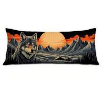 Traversin 150 Animal Baby Coussin de Grossesse pour Dormir Housses de Coussin, Loup Taie Oreiller 50 x 150 cm, Lin Améliorer Sommeil Qualité Taie d'oreiller, pour Salon Chambre Lit Canapé R-2551