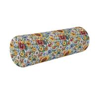 Traversin cervical, taie d'oreiller enroulable pour adultes, coussin rond, petit coussin cylindrique, décoratif, support de posture de sommeil, fleurs d'automne, tournesol, pivoine, papillons
