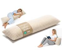 Traversin ergonomique 40x145 cm coussin de maternité housse amovible | pour dormir sur le côté garnissage moelleux qui garde sa forme respirant doux pour la peau sans bruit - Crème