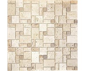 Travertin MOS43-1212-15 Carreaux de mosaïque en pierre naturelle beige marron pour cuisine, salle de bain