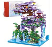TRavesty Kit de construction architecture chinoise - 4574 pièces - The Moon Palace Pavilion - Blocs de construction architecture fleurs de pêcher - Cadeau pour adultes