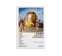 Travis Poster de couverture de l'album Scott Astroworld - Impression sur toile esthétique - Décoration murale - 30 x 45 cm