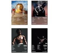 Travis Scott Poster Album Cover Édition Limitée (Lot de 4) Sans Cadre 20 x 30 cm Toile Affiche Décoration Murale Imprimée Peintures pour Salon Chambre à Coucher Décoration