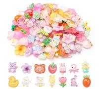 Travone Lot de 120 breloques mignonnes en résine à dos plat de couleurs mélangées - Décorations kawaii pour loisirs créatifs - Kit de fabrication d'accessoires pour téléphone indésirable, scrapbooking