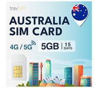 travSIM Carte SIM Australie | 5Go de Données Mobiles| Fonctionne sur Les appareils iOS et Android | Le Plan de Cette Carte SIM Australie est valable 15 Jours