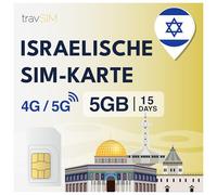 travSIM Carte SIM Israël | 15 jours - 5 Go de données SIM | Données haute vitesse 5G/4G | Accès Internet illimité pour Google, Facebook, WhatsApp, Instagram et plus encore