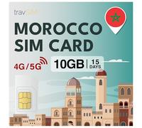travSIM Carte SIM Maroc - 10GB 4G/LTE, 15 Jours - Données prépayées Uniquement pour Smartphones déverrouillés, sans Frais d’itinérance