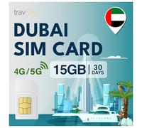 travSIM Carte SIM pour Dubaï - 30 jours - 15 Go de données SIM - Données haute vitesse 5G/4G - Accès Internet illimité pour Google, Facebook, WhatsApp, Instagram et plus encore