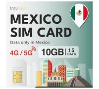 travSIM Carte SIM pour Mexique | 15 jours - 10 Go SIM de données | Données haute vitesse 5G/4G | Accès Internet illimité pour Google, Facebook, WhatsApp, Instagram et plus encore