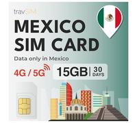 travSIM Carte SIM pour Mexique | 30 jours - 15 Go SIM de données | Données haute vitesse 5G/4G | Accès Internet illimité pour Google, Facebook, WhatsApp, Instagram et plus encore