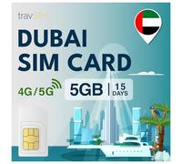 travSIM Carte SIM prépayée pour Dubaï | 15 Jours - 5 Go de données SIM | Données Haute Vitesse 5G/4G | Accès Internet illimité pour Google, Facebook, Whatsapp, Instagram et Plus Encore