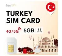 travSIM Carte SIM Turquie | 15 jours - 5 Go de données SIM | Données haute vitesse 5G/4G | Accès Internet illimité pour Google, Facebook, WhatsApp, Instagram et plus encore