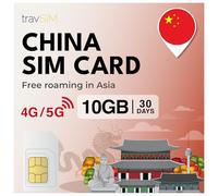 travSIM China SIM Card | 10 Go de données Mobiles | Fonctionne sur Les appareils iOS et Android | Le Plan de Cette Carte SIM pour la Chine est valable 30 Jours