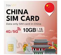 travSIM Chine Carte SIM | 10GB de données Mobiles | Fonctionne sur Les appareils iOS et Android | Le Plan sur Cette Carte SIM pour la Chine est valable 15 Jours.