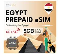 travSIM Égypte eSIM | 5GB de données Mobiles | Hotspot Disponible | Plan sur eSIM pour l'Égypte est valable 15 Jours