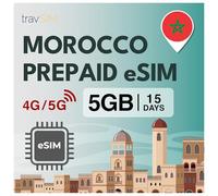 travSIM eSIM Maroc - 05GB 4G/LTE, 15 Jours - Données prépayées Uniquement pour Smartphones déverrouillés, sans Frais d’itinérance