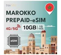 travSIM eSIM Morocco | 15 Jours - 10 Go de données eSIM | Données Haute Vitesse 5G/4G | Accès Internet illimité pour Google, Facebook, Whatsapp, Instagram et Plus Encore