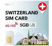 travSIM Prepaid SIM Card Suisse | 5GB Data SIM - 15 Jours d'abonnement | La Carte SIM Suisse Offre Un accès Internet pour Google, Facebook, Whatsapp, Instagram et Plus Encore.