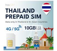 travSIM Thaïlande Carte SIM | 10GB de données Mobiles | Fonctionne sur Les appareils iOS et Android | Le Plan sur Cette Carte SIM pour la Thaïlande est valable 15 Jours