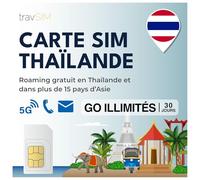 travSIM Thaïlande Carte SIM | Données Mobiles illimitées | Fonctionne sur Les appareils iOS et Android | Le Plan sur Cette Carte SIM pour la Thaïlande est valable 30 Jours.