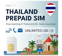 travSIM Thaïlande Carte SIM | Données Mobiles illimitées | Fonctionne sur Les appareils iOS et Android | Le Plan sur Cette Carte SIM pour la Thaïlande est valable 30 Jours.