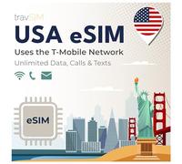 travSIM USA eSIM | Réseau T-Mobile | Données, appels et textes illimités aux USA |eSIM pour USA Fonctionne sur Les appareils iOS et Android compatibles eSIM | USA eSIM 14 Jours