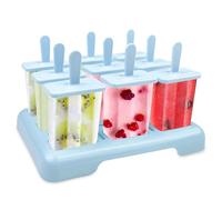 Traxenta 9 Pièces moule glace, popsicle moules réutilisable, ice pop mold, Avec Brosses, Batonnet Glace Et Entonnoirs Pliants en Silicone, pour Popsicles, Sorbets Nourriture, Crèmes Glacées (Bleu)