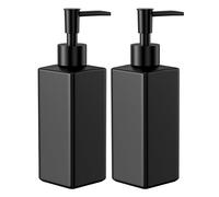 Traxenta Noir Verre Distributeurs Savon, Distributeur de Savon et de Lotion, Flacon Pompe Salle Etiquette de Bain, Shampoing et Gel Douche Bouteille, Cuisine Soap Dispenser de Liquide 350ml Carré