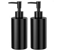 Traxenta Noir Verre Distributeurs Savon, Distributeur de Savon et de Lotion, Flacon Pompe Salle Etiquette de Bain, Shampoing et Gel Douche Bouteille, Cuisine Soap Dispenser de Liquide 350ml Rond