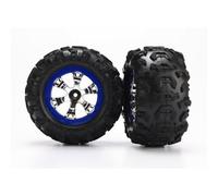 Traxxas 7274 Canyon At 22 Tires Pre-Glued On Chrome Geode Blue Beadlock-Style Wheels (Pair)