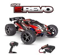 TRAXXAS E-REVO 4X4 1/16 BRUSHED ROUGE AVEC ACCUS / CHARGEUR USB 71054-8-RED