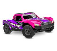 TRAXXAS Mini Slash 4 x 4 RTR Voiture télécommandée pour débutants, mini échelle rose avec système TQ BL-2s, chargeur USB-C et batterie LiPo 2S