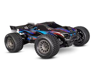 Traxxas MINI-XRT 1/16 Monster Truck, Voiture RC RTR 4x4 sans balais, Bleue, étanche, avec télécommande TQi et TSM