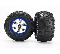 Traxxas 7274 Canyon At 22 Tires Pre-Glued On Chrome Geode Blue Beadlock-Style Wheels (Pair)