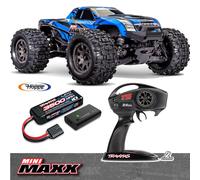 Traxxas Monster Truck Mini Maxx 1:12 4WD Brushless BL-2S RTR batterie + chargeur USB/C 2 A bleu