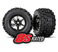 Traxxas TRX7774A Pneus Sur Jante Noir Chrome L/R (2)