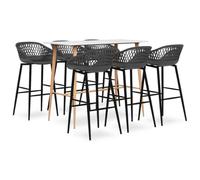 Traylux Ensemble de salle à manger 7 pièces avec table extensible et 6 tabourets, design moderne pour cuisine, salon, style maison de campagne, peu encombrant, durable, idéal pour les repas en famille