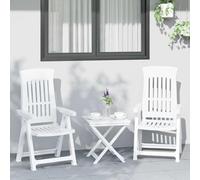 Traylux Lot de 2 chaises de jardin réglables, blanches, en polypropylène, pliables, avec accoudoirs, pour balcon, terrasse, extérieur, empilables, résistantes aux intempéries, peu encombrantes