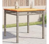 Traylux Table de jardin grise - 80 x 80 x 75 cm - En polyrotin - En bois d'acacia - Résistante aux intempéries - Pour extérieur, balcon, jardin, terrasse, robuste, durable, résistante aux UV, pliable