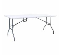 Traylux Table de jardin pliante, blanche, 180 x 72 x 72 cm, en acier HDPE, résistante aux intempéries, portable, pour pique-niques, fêtes, camping, balcon, terrasse, extérieur, table à manger