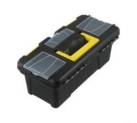 Trayne Boîte de rangement compacte en plastique double couche de 25,4 cm, avec charnières métalliques et poignée confortable pour le bricolage et un usage professionnel, noir (couche intérieure)