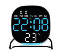 Trayne Horloge de bureau numérique LED avec fonction alarme, compte à rebours 24 heures et éclairage inférieur, affichage de l'heure multifonction avec commandes tactiles (noir et bleu)