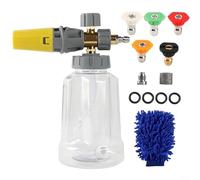 Trayne Kit de lance à mousse pour nettoyeur haute pression avec embout double embout et pot en mousse, construction en plastique et métal, pour nettoyage de voiture, vélo, moto