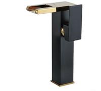 Trayne Kits complets de bassin, robinet LED élégant en options noir et or, contrôle de l'eau chaude et froide, matériau en cuivre, design élégant pour lavabos de salle de bain